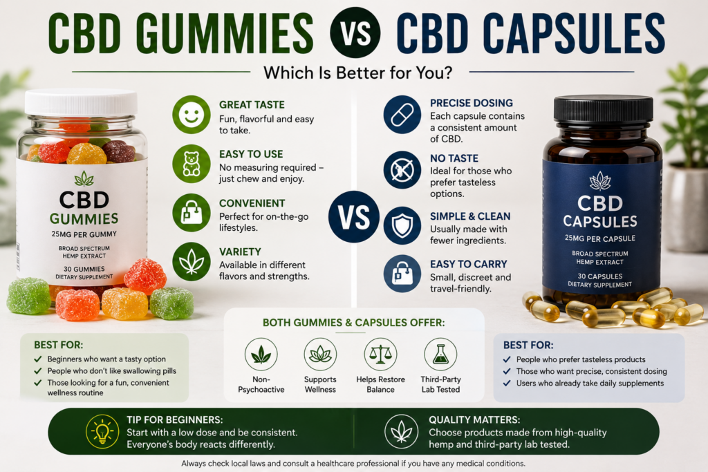 CBD Gummies vs Capsules – Which Is Better for Beginners